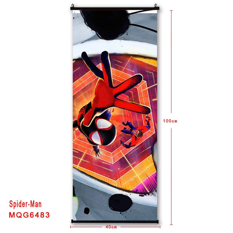 Spiderman Anime black Plastic rod Cloth painting Wall Scroll  40X100CM  MQG-6483