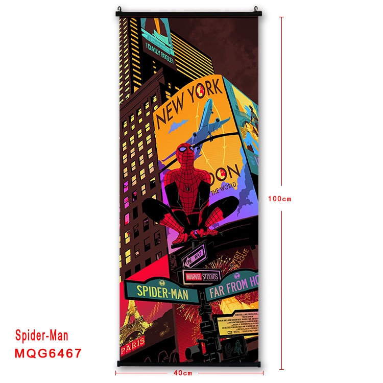 Spiderman Anime black Plastic rod Cloth painting Wall Scroll  40X100CM MQG-6467