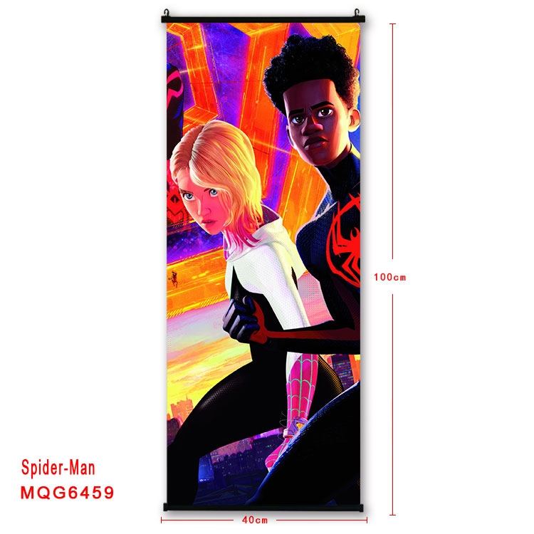 Spiderman Anime black Plastic rod Cloth painting Wall Scroll  40X100CM MQG-6459