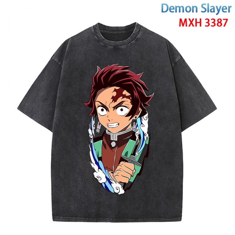 Demon Slayer Kimets Anime peripheral pure cotton washed and worn T-shirt from S to 4XL MXH-3387