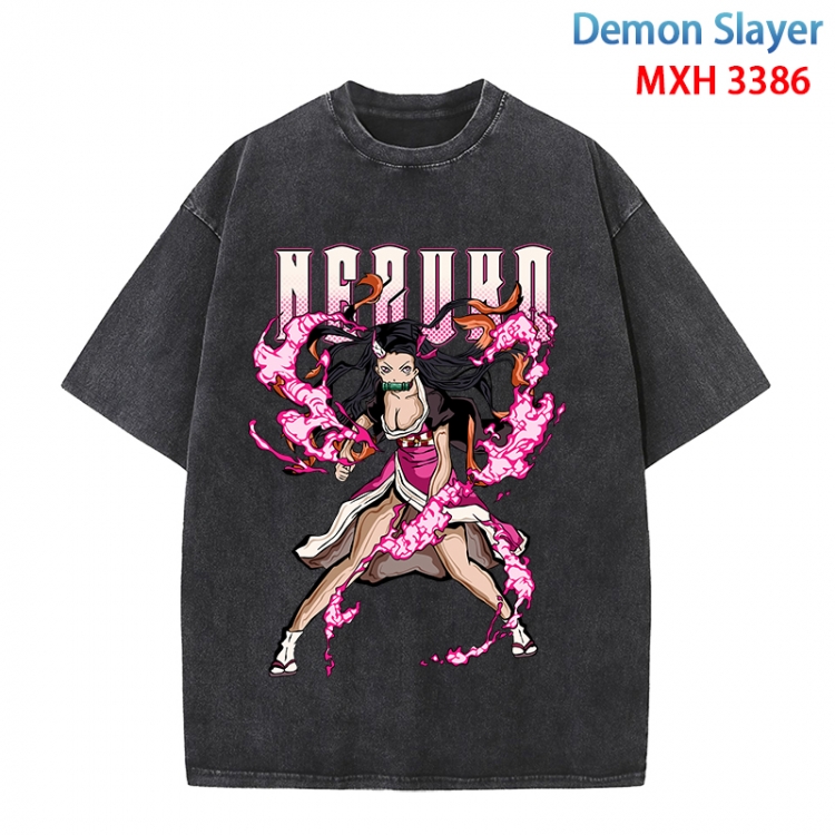 Demon Slayer Kimets Anime peripheral pure cotton washed and worn T-shirt from S to 4XL MXH-3386