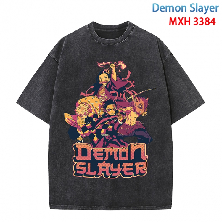 Demon Slayer Kimets Anime peripheral pure cotton washed and worn T-shirt from S to 4XL MXH-3384
