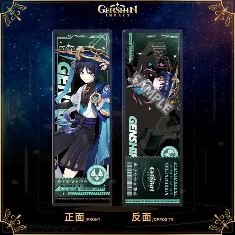 Genshin Impact Acrylic sandwich double-sided book label collection card OPP packaging 6.8x20cm price for 5 pcs