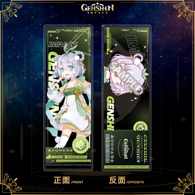 Genshin Impact Acrylic sandwich double-sided book label collection card OPP packaging 6.8x20cm price for 5 pcs