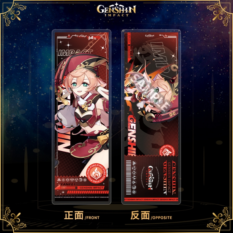 Genshin Impact Acrylic sandwich double-sided book label collection card OPP packaging 6.8x20cm price for 5 pcs