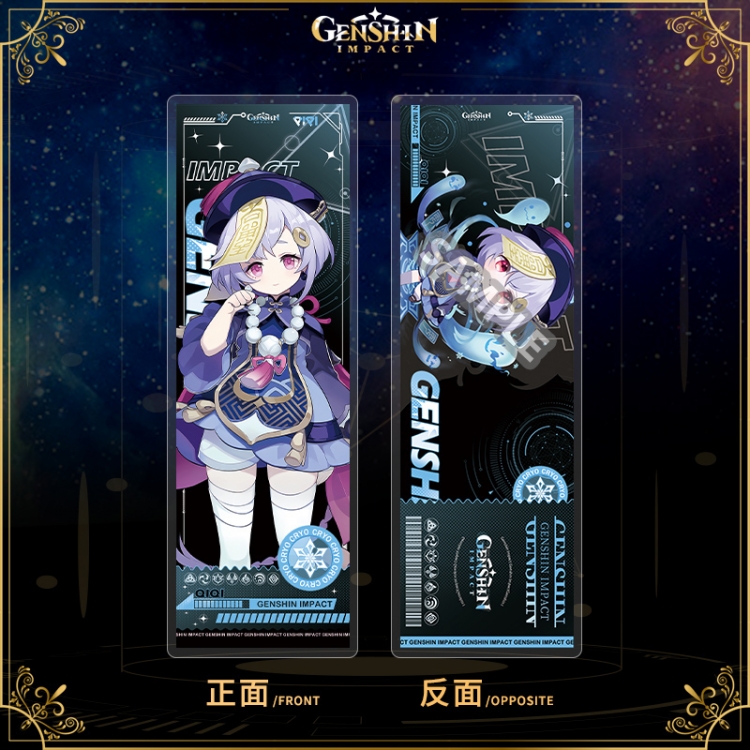 Genshin Impact Acrylic sandwich double-sided book label collection card OPP packaging 6.8x20cm price for 5 pcs