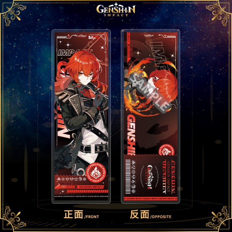 Genshin Impact Acrylic sandwich double-sided book label collection card OPP packaging 6.8x20cm price for 5 pcs