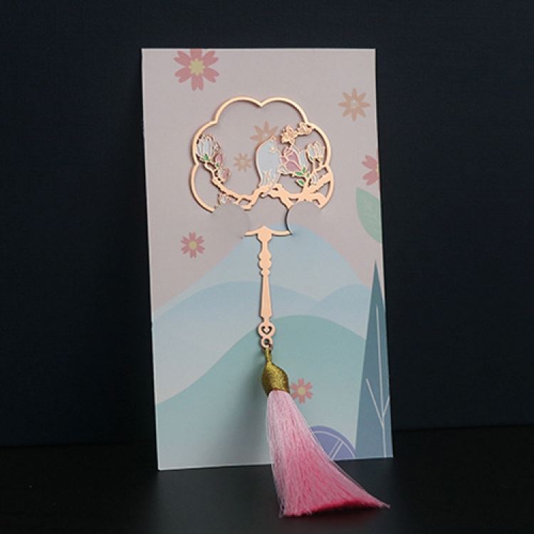 Animal series tassel style Hollow stainless steel literary and classical bookmarks price for 5 pcs