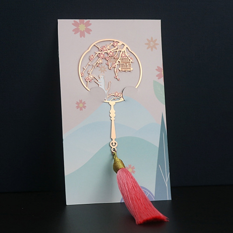 Animal series tassel style Hollow stainless steel literary and classical bookmarks price for 5 pcs