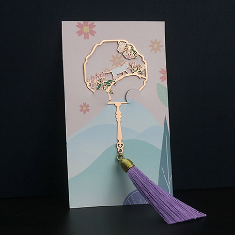 Animal series tassel style Hollow stainless steel literary and classical bookmarks price for 5 pcs