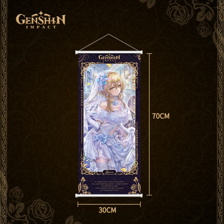 Genshin Impact White pole diffuse oil painting cloth hanging painting 30X70cm price for 2 pcs