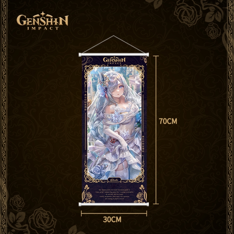 Genshin Impact White pole diffuse oil painting cloth hanging painting 30X70cm price for 2 pcs