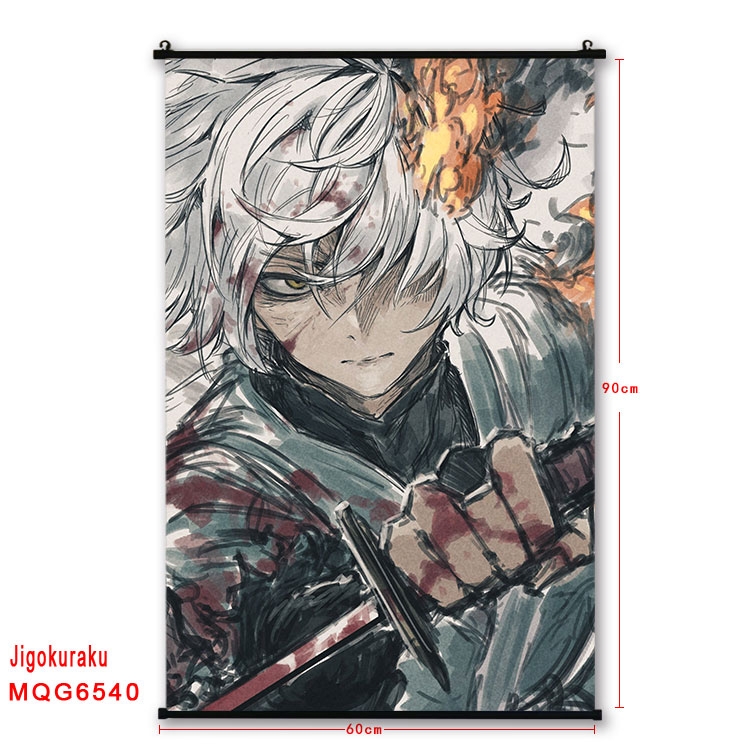 JigokuRaku Anime black Plastic rod Cloth painting Wall Scroll 60X90CM MQG-6540