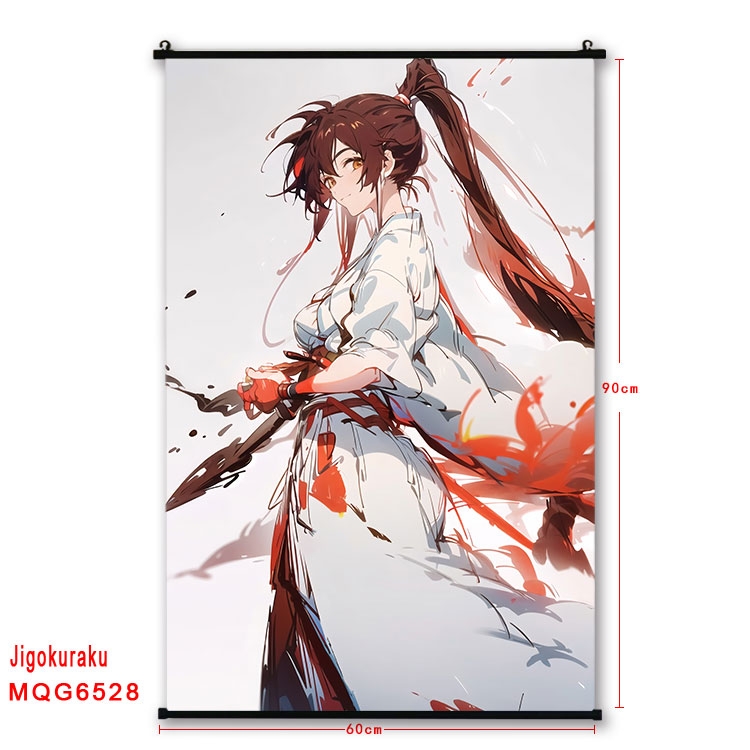JigokuRaku Anime black Plastic rod Cloth painting Wall Scroll 60X90CM MQG-6528