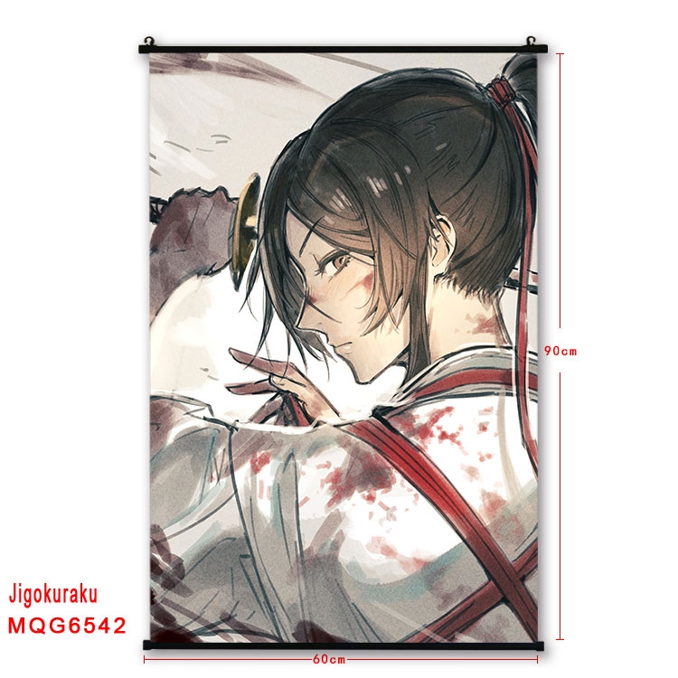 JigokuRaku Anime black Plastic rod Cloth painting Wall Scroll 60X90CM MQG-6542