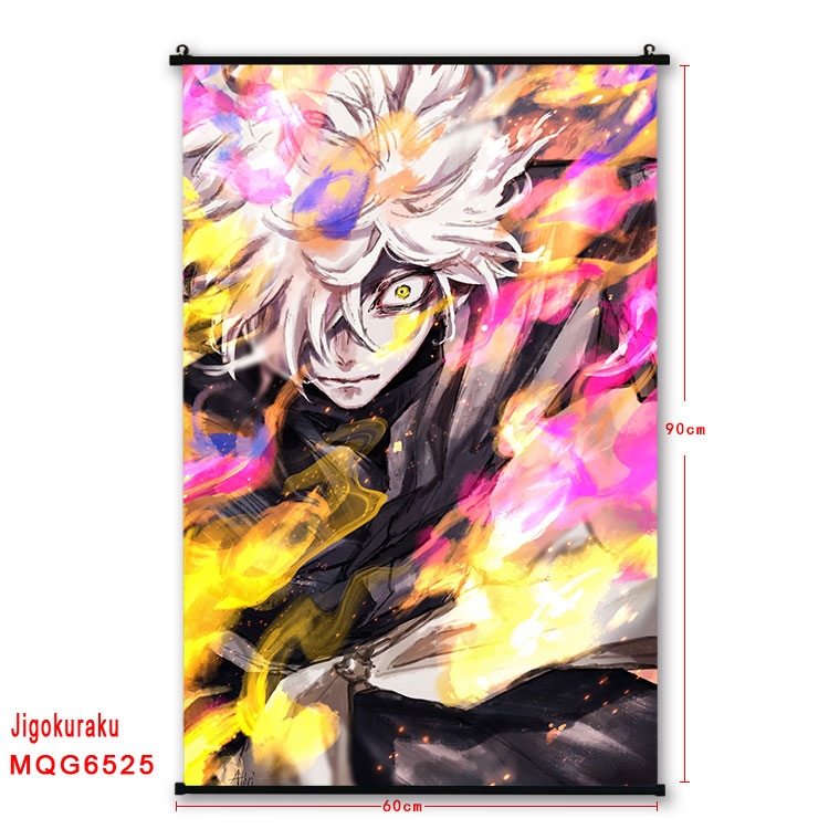 JigokuRaku Anime black Plastic rod Cloth painting Wall Scroll 60X90CM MQG-6525