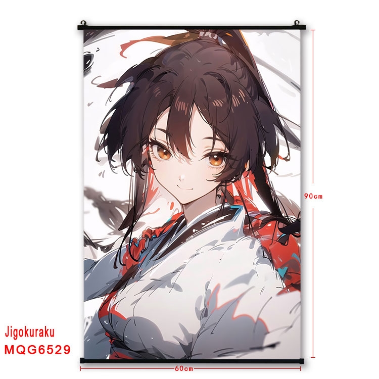 JigokuRaku Anime black Plastic rod Cloth painting Wall Scroll 60X90CM MQG-6529