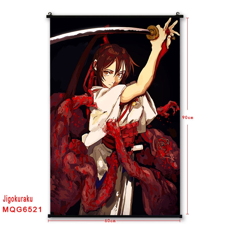 JigokuRaku Anime black Plastic rod Cloth painting Wall Scroll 60X90CM MQG-6521