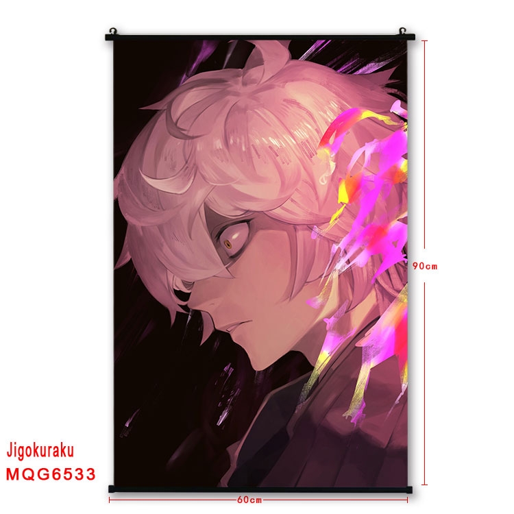 JigokuRaku Anime black Plastic rod Cloth painting Wall Scroll 60X90CM MQG-6533