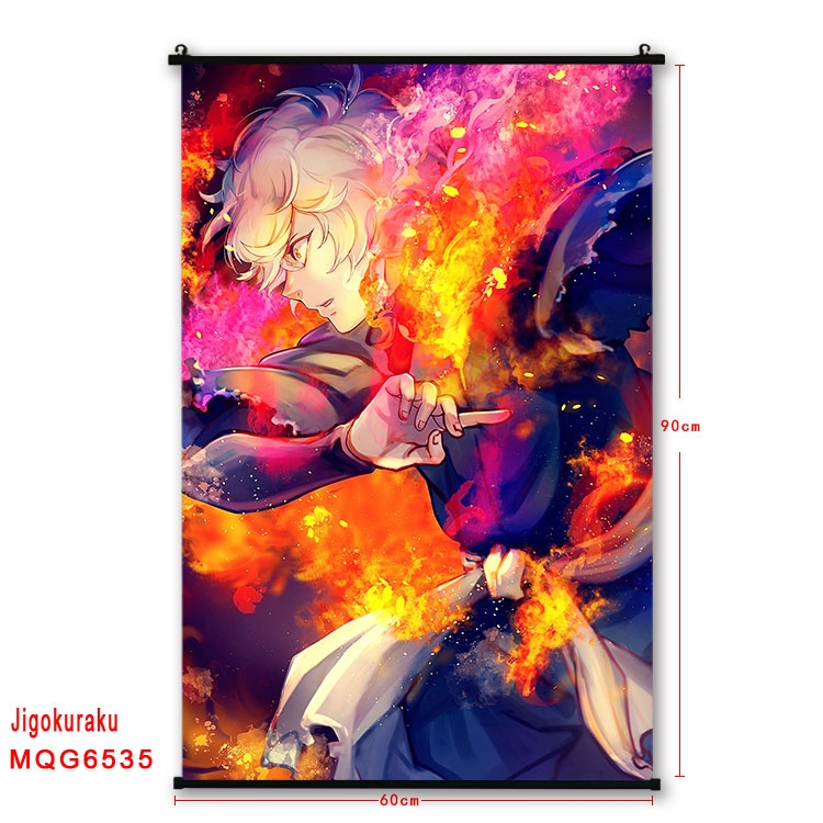 JigokuRaku Anime black Plastic rod Cloth painting Wall Scroll 60X90CM MQG-6535