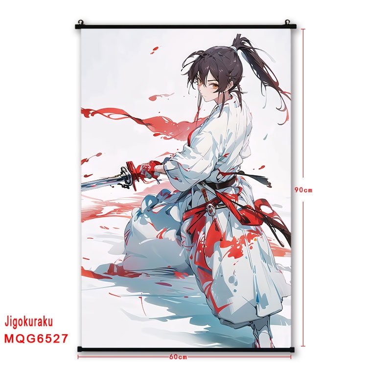 JigokuRaku Anime black Plastic rod Cloth painting Wall Scroll 60X90CM MQG-6527