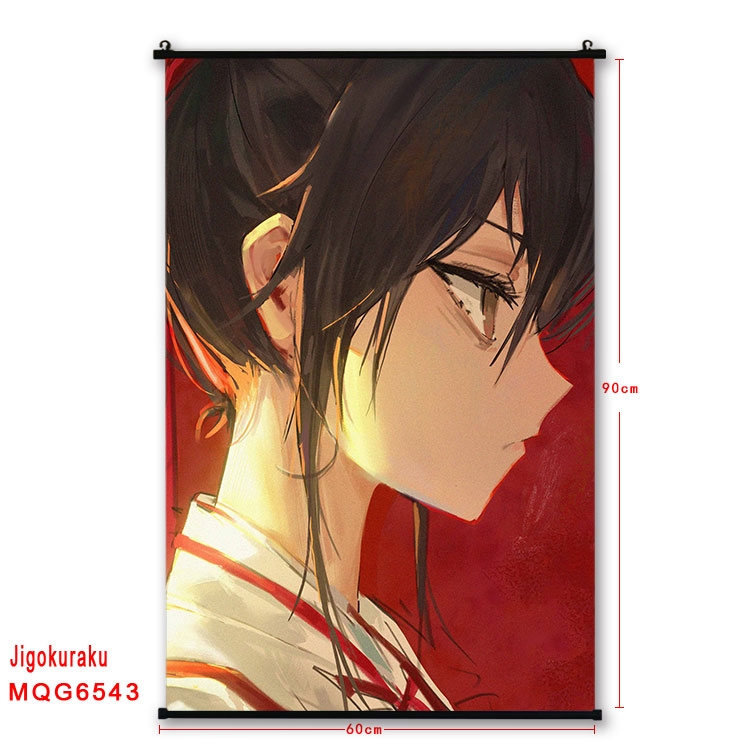 JigokuRaku Anime black Plastic rod Cloth painting Wall Scroll 60X90CM MQG-6543