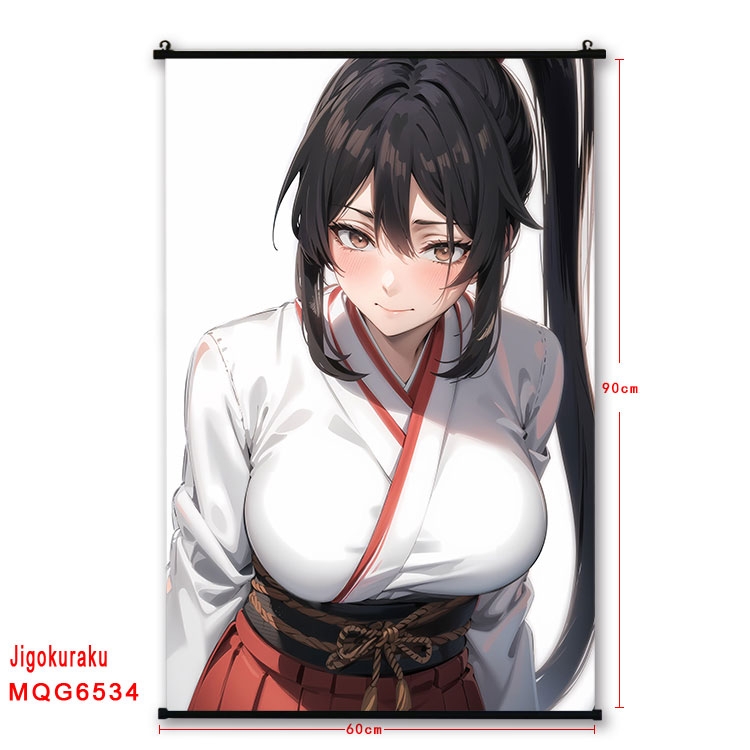 JigokuRaku Anime black Plastic rod Cloth painting Wall Scroll 60X90CM MQG-6534