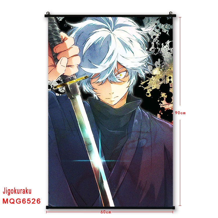 JigokuRaku Anime black Plastic rod Cloth painting Wall Scroll 60X90CM MQG-6526