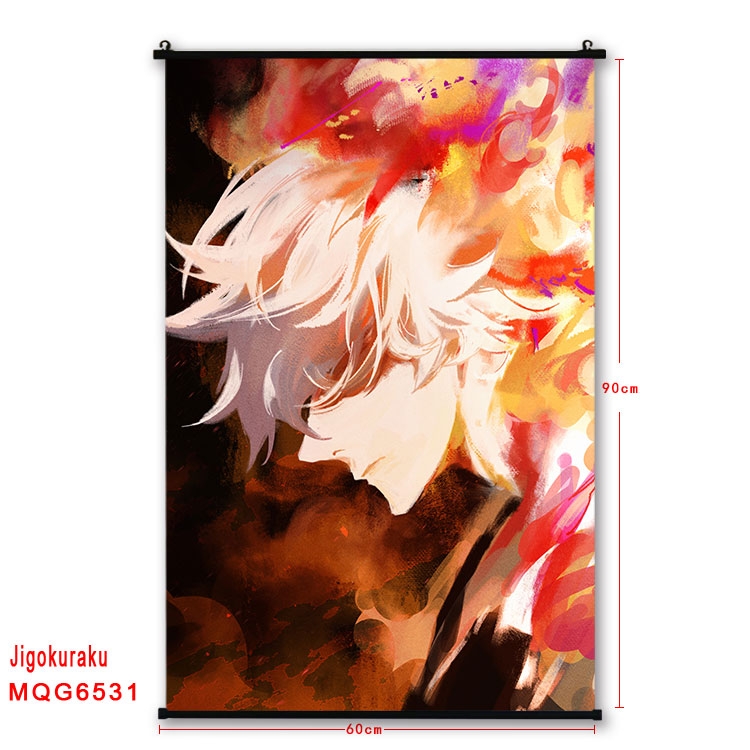 JigokuRaku Anime black Plastic rod Cloth painting Wall Scroll 60X90CM MQG-6531
