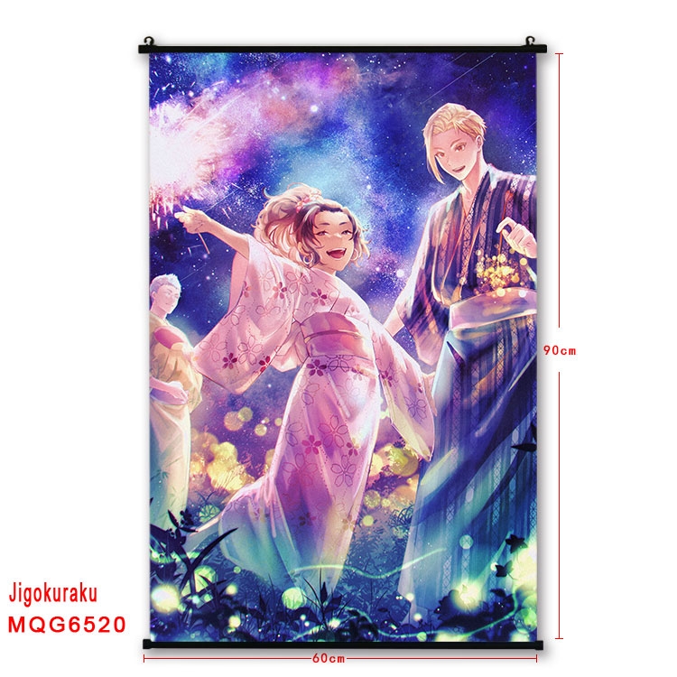 JigokuRaku Anime black Plastic rod Cloth painting Wall Scroll 60X90CM MQG-6520