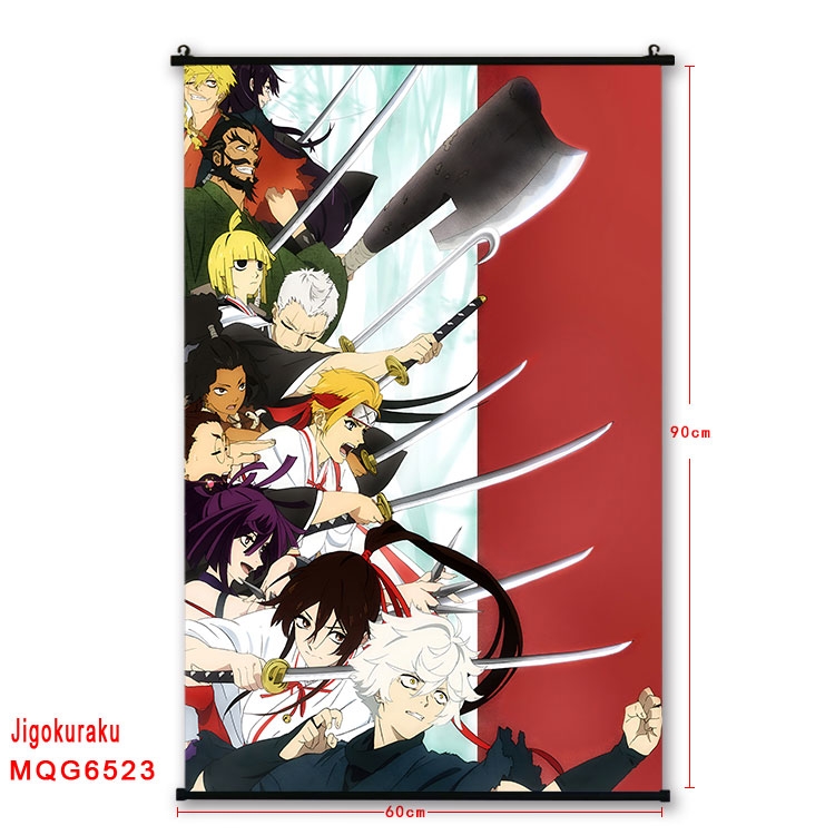 JigokuRaku Anime black Plastic rod Cloth painting Wall Scroll 60X90CM MQG-6523