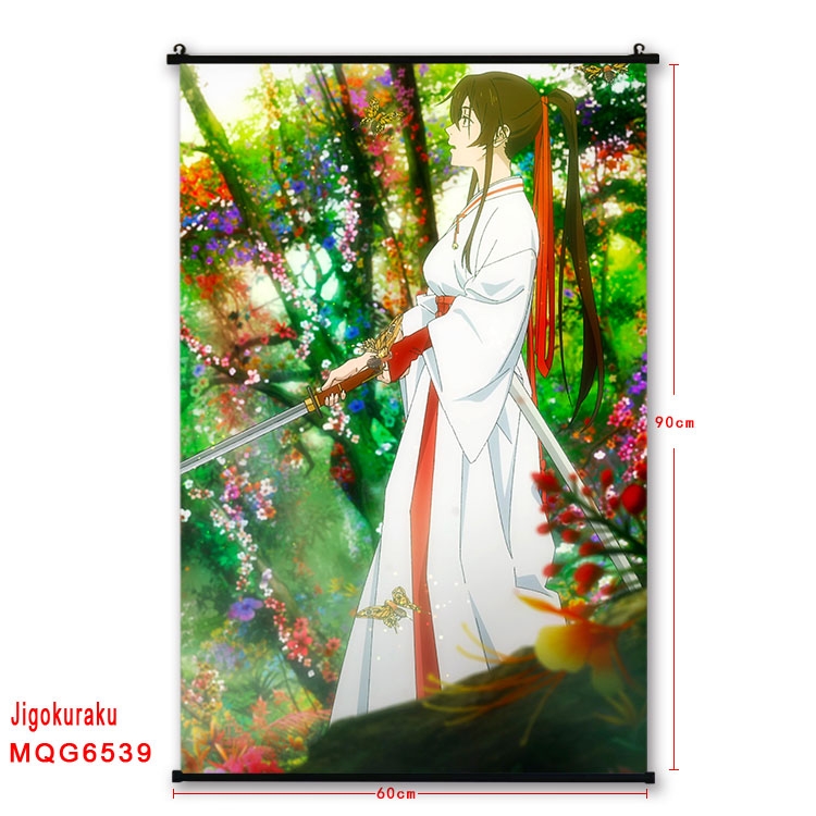 JigokuRaku Anime black Plastic rod Cloth painting Wall Scroll 60X90CM MQG-6539