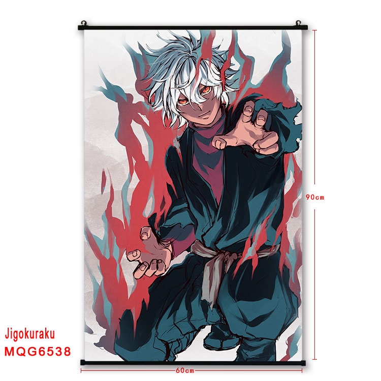 JigokuRaku Anime black Plastic rod Cloth painting Wall Scroll 60X90CM MQG-6538
