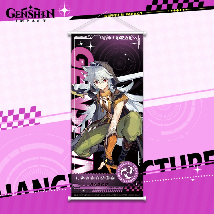 Genshin Impact White pole diffuse oil painting cloth hanging painting 30X70cm price for 2 pcs