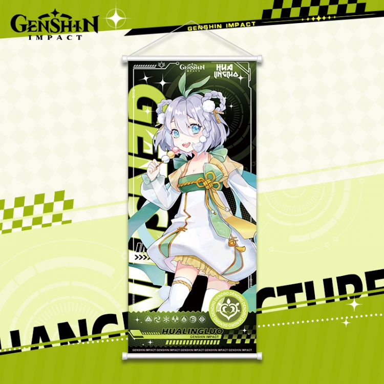 Genshin Impact White pole diffuse oil painting cloth hanging painting 30X70cm price for 2 pcs