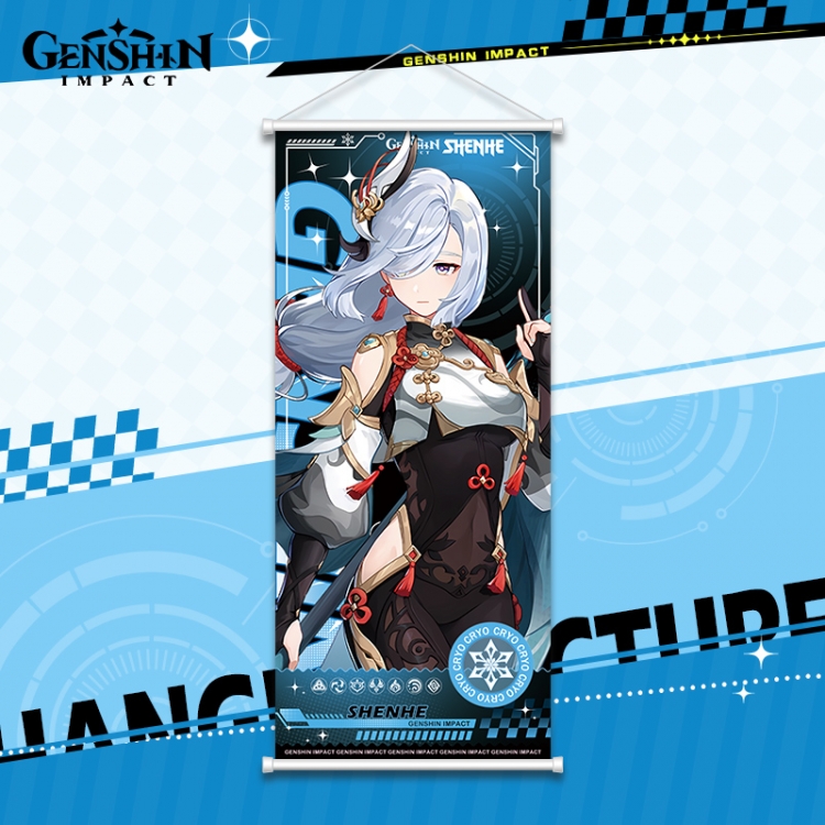 Genshin Impact White pole diffuse oil painting cloth hanging painting 30X70cm price for 2 pcs