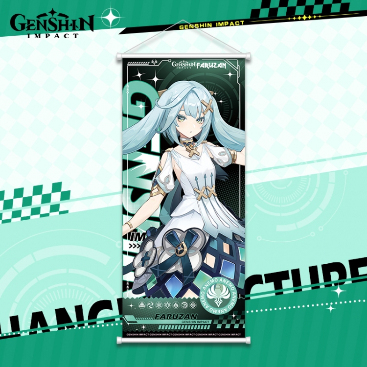 Genshin Impact White pole diffuse oil painting cloth hanging painting 30X70cm price for 2 pcs