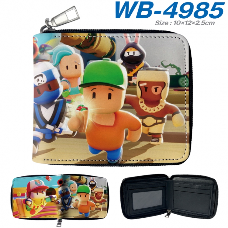 Stumble guys Anime color short full zip folding wallet 10x12x2.5cm WB-4985A