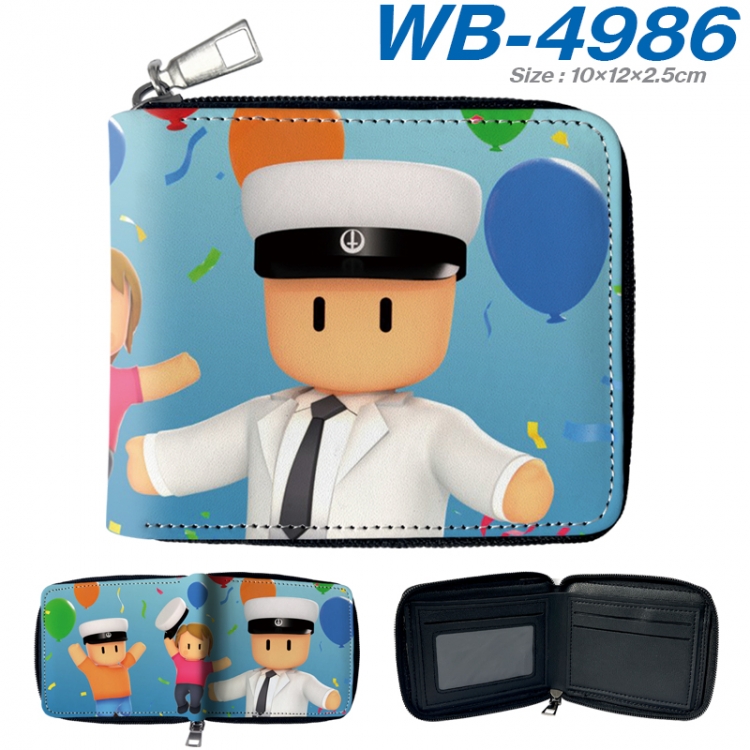 Stumble guys Anime color short full zip folding wallet 10x12x2.5cm WB-4986A