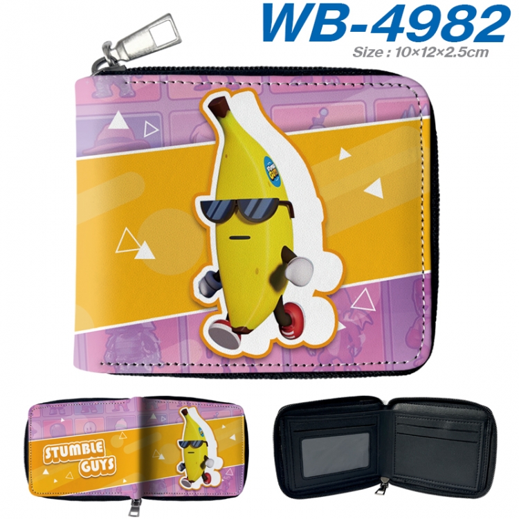 Stumble guys Anime color short full zip folding wallet 10x12x2.5cm WB-4982A