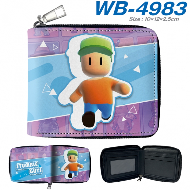 Stumble guys Anime color short full zip folding wallet 10x12x2.5cm WB-4983A