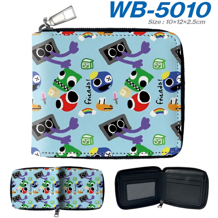 Rainbow Friend Anime color short full zip folding wallet 10x12x2.5cm WB-5010A