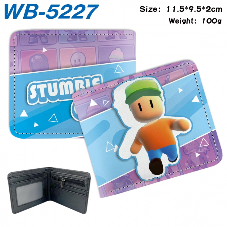 Stumble guys Animation color PU leather half fold wallet 11.5X9X2CM WB-5227A