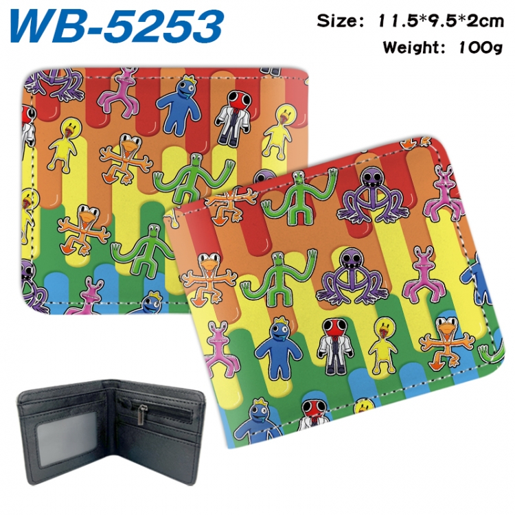 Rainbow Friend Animation color PU leather half fold wallet 11.5X9X2CM WB-5253A