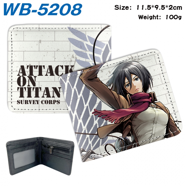 Shingeki no Kyojin Animation color PU leather half fold wallet 11.5X9X2CM WB-5208A