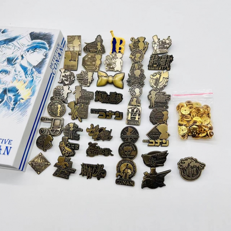 Detective conan Anime cartoon metal badge brooch a set of 41