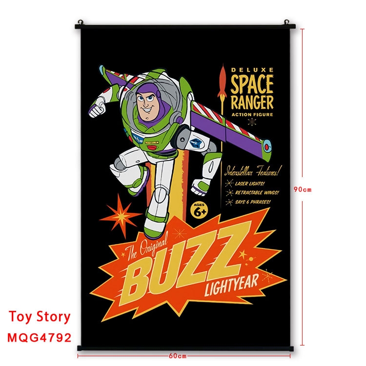 Toy Story Anime black Plastic rod Cloth painting Wall Scroll 60X90CM MQG-4792