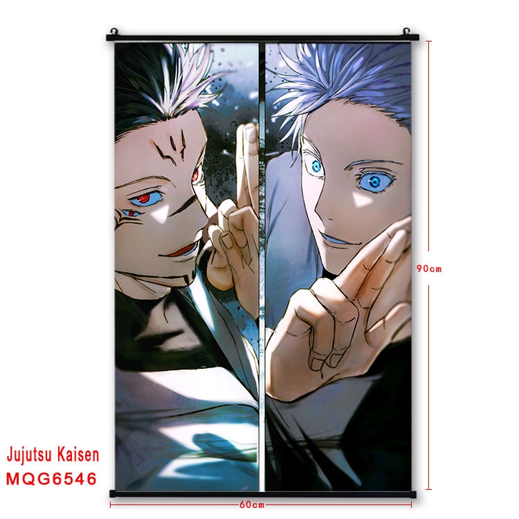 Jujutsu Kaisen Anime black Plastic rod Cloth painting Wall Scroll 60X90CM MQG-6546