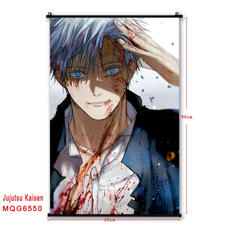 Jujutsu Kaisen Anime black Plastic rod Cloth painting Wall Scroll 60X90CM MQG-6550