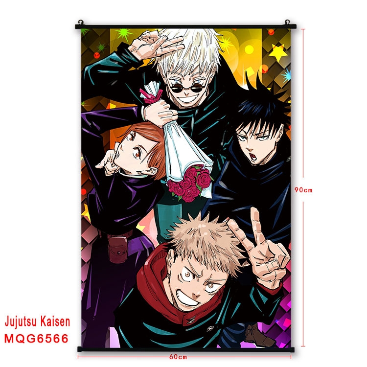 Jujutsu Kaisen Anime black Plastic rod Cloth painting Wall Scroll 60X90CM MQG-6566